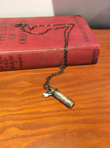 Bullet Casing Hand Etched Birdie Necklace
