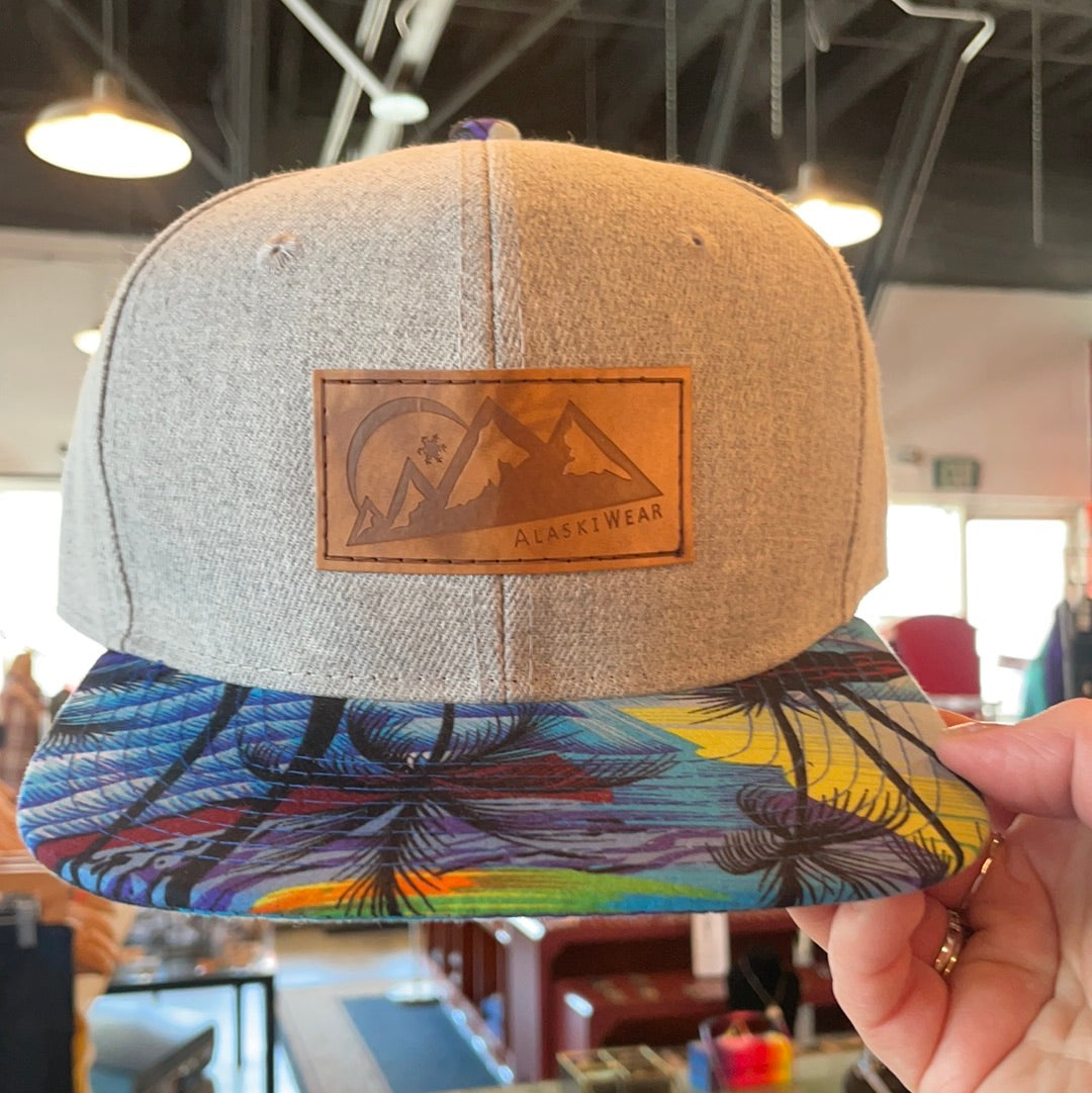 AlaskiWear Adult Trucker Hat - Grey Hat, Tropical Bill-Hat-Blue-Bottoms Up Boutique-Anchorage AK