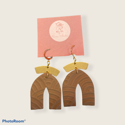 Brown Arch Earrings-ACCESORIES-Bottoms Up Boutique-Anchorage AK
