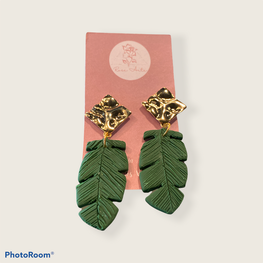 Hammered Gold and Leaf Earring-ACCESORIES-Bottoms Up Boutique-Anchorage AK