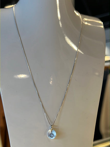 Sterling Silver Stamped Flip Off Necklace
