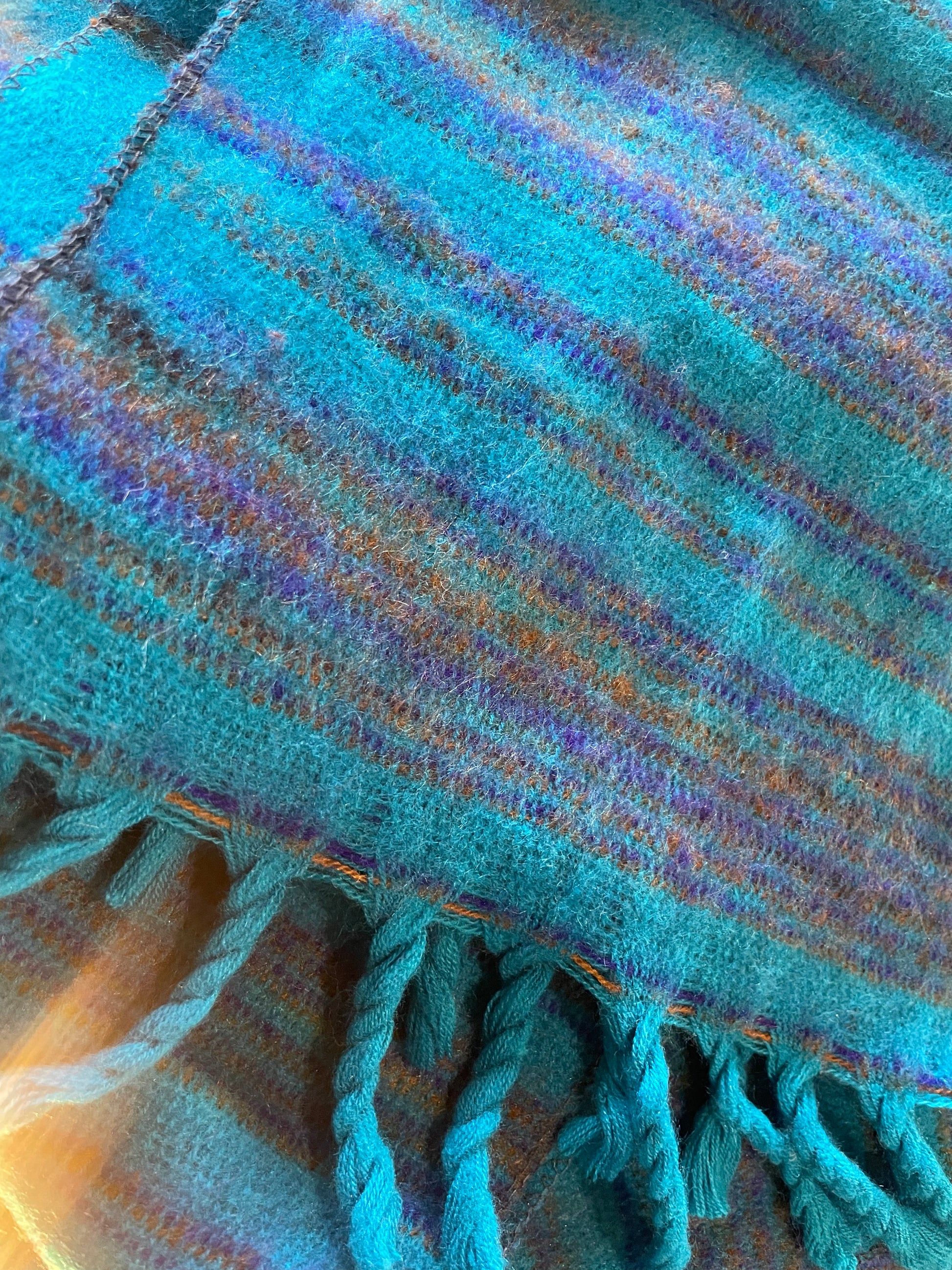 Hooded Scarf Teal, Blue, Mustard Stripe-Local-Bottoms Up Boutique-Anchorage AK