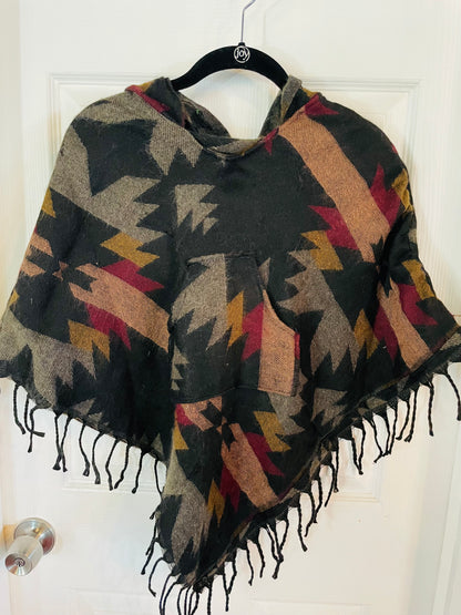 AlaskiWear Kids Poncho XL (6-8)-Local-Black/Mustard/Grey-Bottoms Up Boutique-Anchorage AK