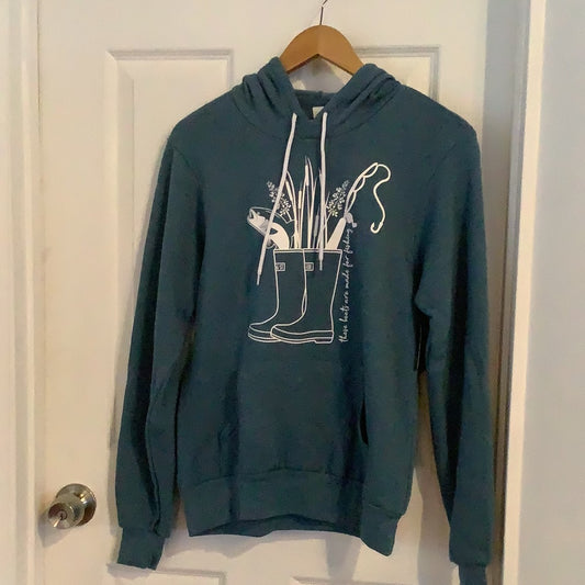These Boots Were Made for Fishing in Dusty Blue-Sweatshirt, Hoodies & Windbreakers-Bottoms Up Boutique-Anchorage AK