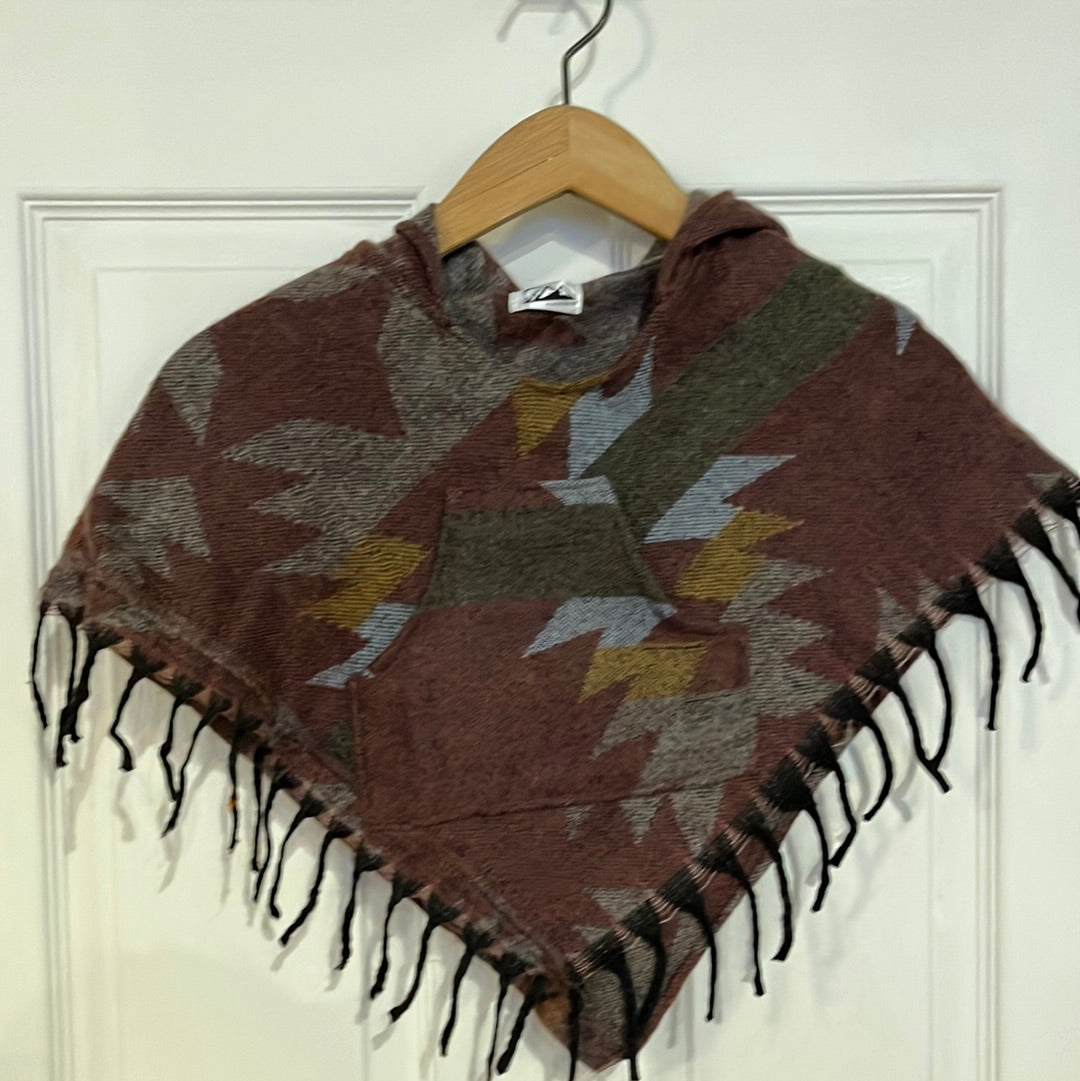 AlaskiWear Baby Poncho - S (3-18 mo.)-Local-Maroon/Grey/Blue-Bottoms Up Boutique-Anchorage AK