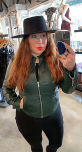 Green Vegan Leather Jacket