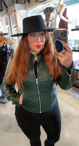 Green Vegan Leather Jacket