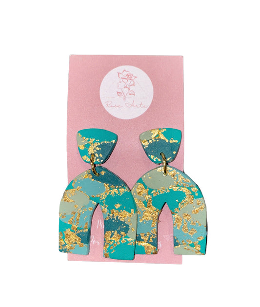 Camo Gold Foil Arch Earrings-ACCESORIES-Bottoms Up Boutique-Anchorage AK