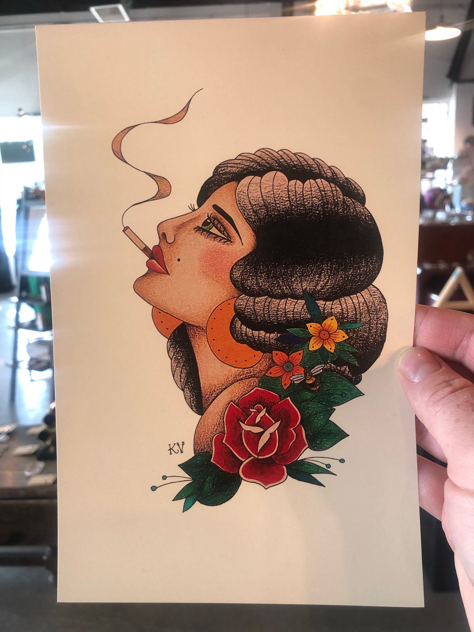 Smoking Girl Print by Katelyn VanLandingham