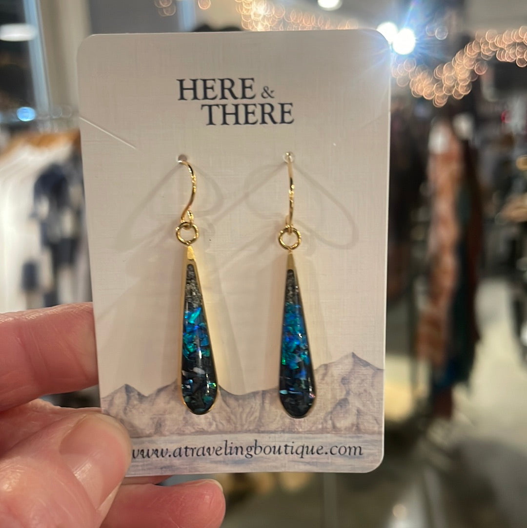 Destination Sand Skinny Teardrop Stainless Steel Earrings-Jewelry-Talkeetna Sand w/Abalone/Opal-Bottoms Up Boutique-Anchorage AK