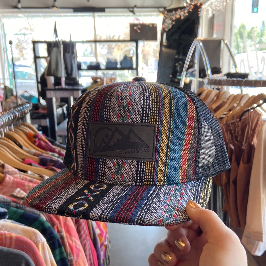 AlaskiWear Adult Trucker Hat - Tribal Grey Pattern Mesh Back-Hat-Bottoms Up Boutique-Anchorage AK