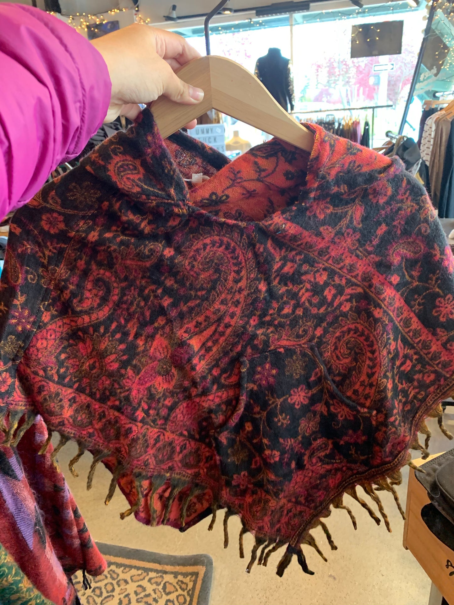 AlaskiWear Kids Poncho L (4-6)-Local-Black/Raspberry-Bottoms Up Boutique-Anchorage AK