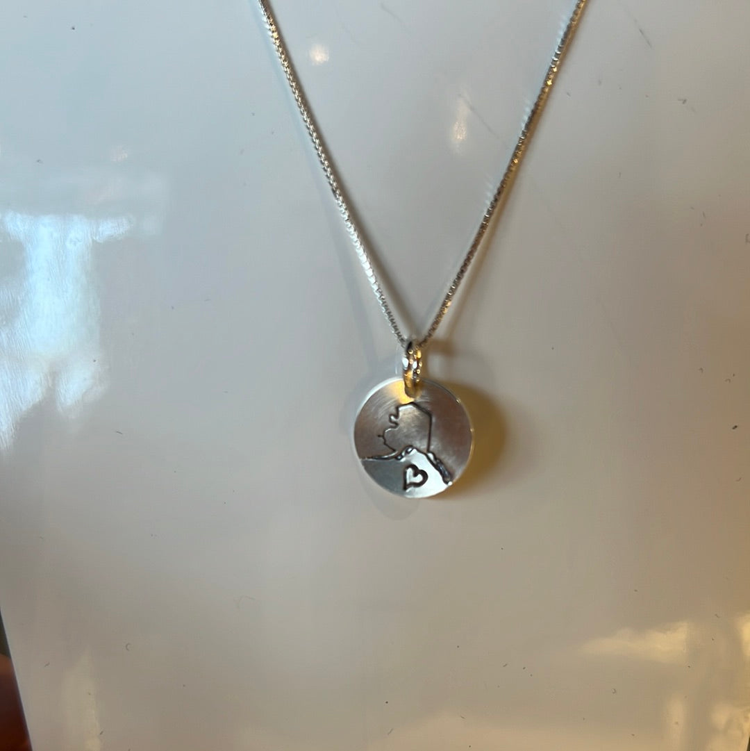 Alaska Hearts Sterling Silver Stamped Necklaces