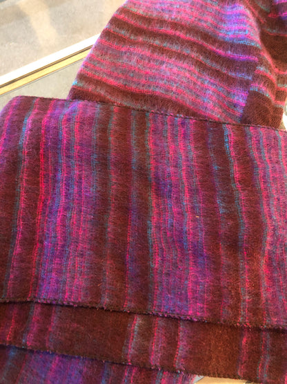 Hooded Scarf Maroon, Purple, Teal Striped-Local-Bottoms Up Boutique-Anchorage AK