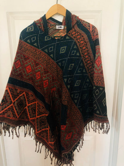 AlaskiWear Adult Blanket Poncho Long-Kimonos, Cardigans & Wraps-6-Bottoms Up Boutique-Anchorage AK