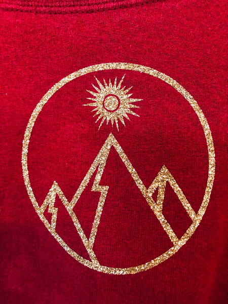 Sun Moon Flannels - Crew Red Glitter L