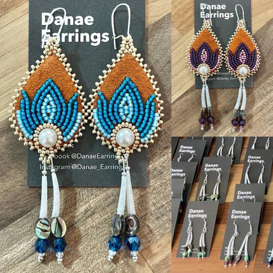 Dentalium Shells w/ Beads Earrings-Local-Bottoms Up Boutique-Anchorage AK