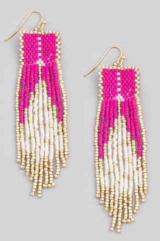 Beaded Pink Dangly Earrings