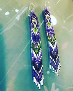 Hand Beaded Purple Earrings by Star Child Designs