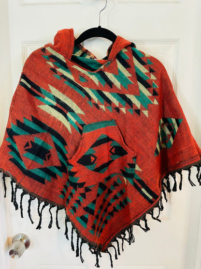 AlaskiWear Kids Poncho XL (6-8)-Local-Rust/Teal/Lime-Bottoms Up Boutique-Anchorage AK
