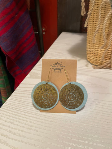 Circle Leather Sun Earrings