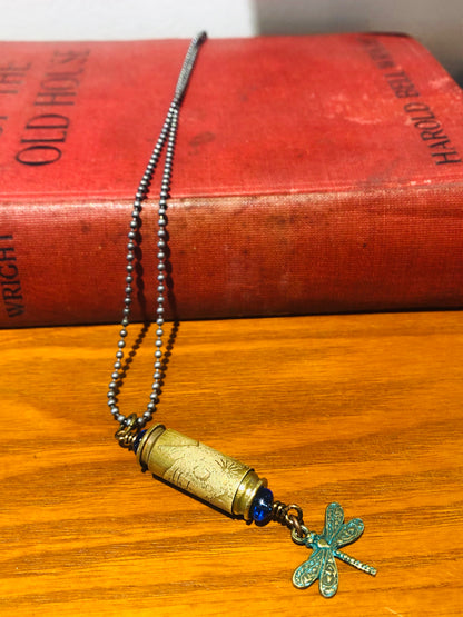 Bullet Casing Hand Acid Etched Dragonfly Necklace-Local-Bottoms Up Boutique-Anchorage AK