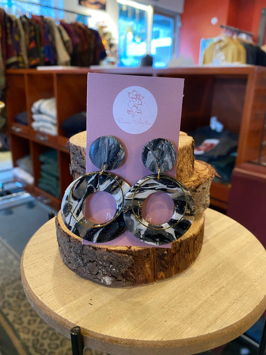 Cuttout Circle Marble Clay Earrings-ACCESORIES-Bottoms Up Boutique-Anchorage AK