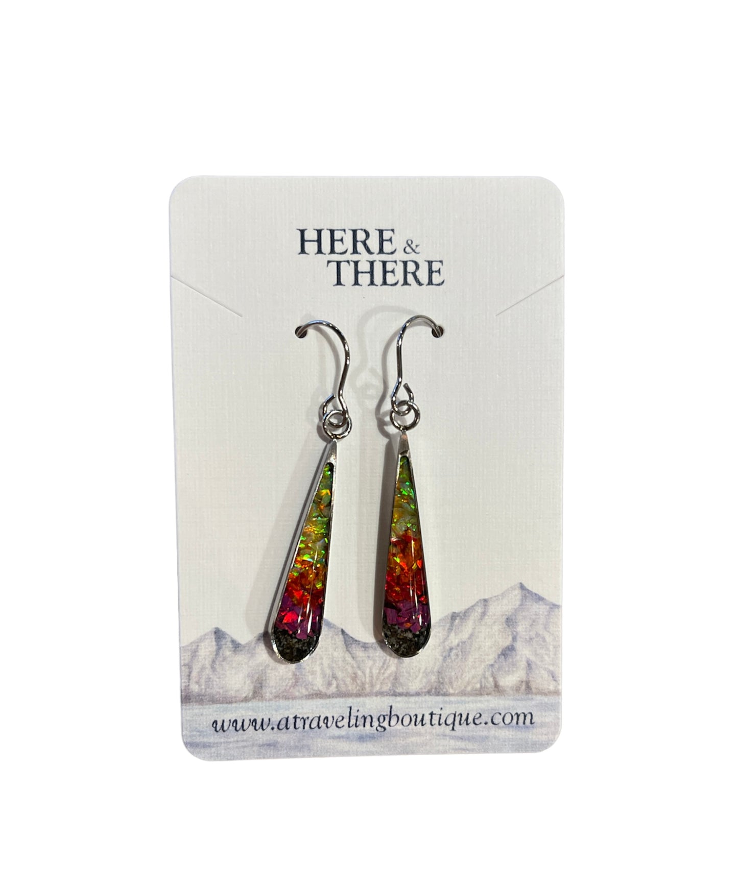 Destination Sand Skinny Teardrop Stainless Steel Earrings-Jewelry-Talkeetna Sand with Opal-Bottoms Up Boutique-Anchorage AK