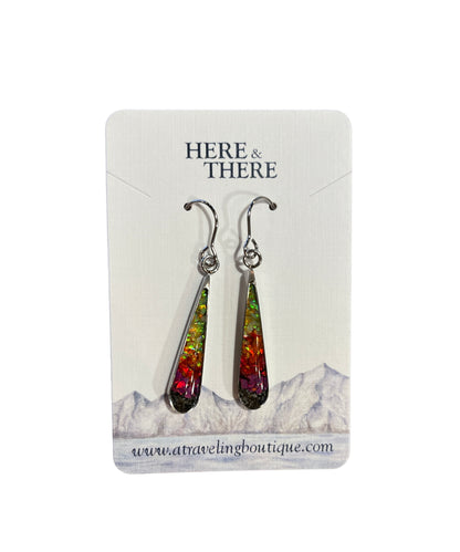 Destination Sand Skinny Teardrop Stainless Steel Earrings-Jewelry-Talkeetna Sand with Opal-Bottoms Up Boutique-Anchorage AK