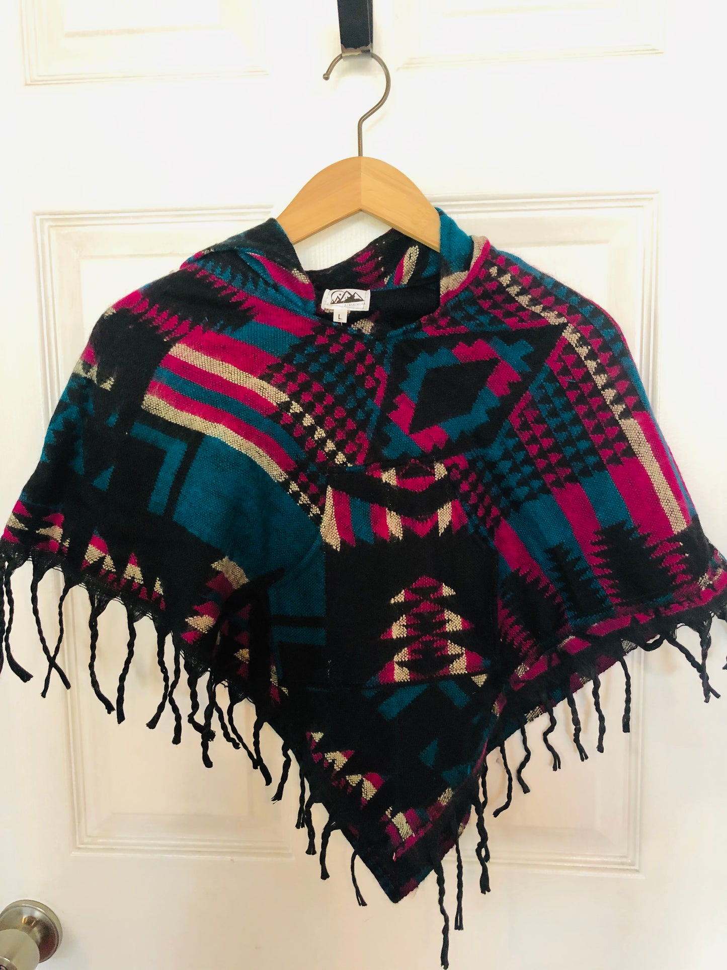 AlaskiWear Kids Poncho L (4-6)-Local-Black/Pink/Teal-Bottoms Up Boutique-Anchorage AK