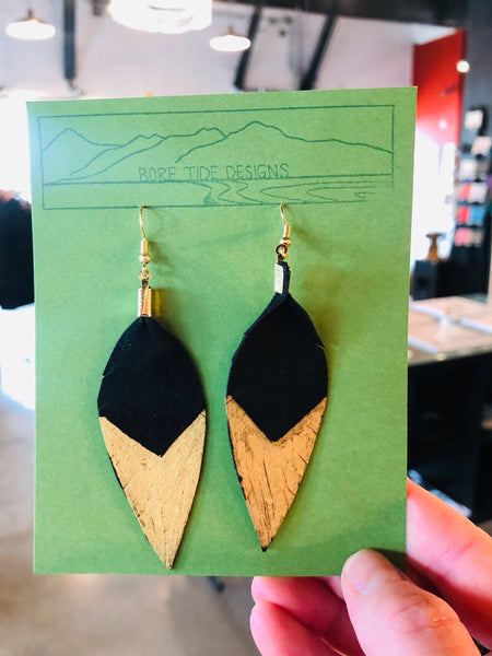 Leather & Metallic Dipped Leather Earrings
