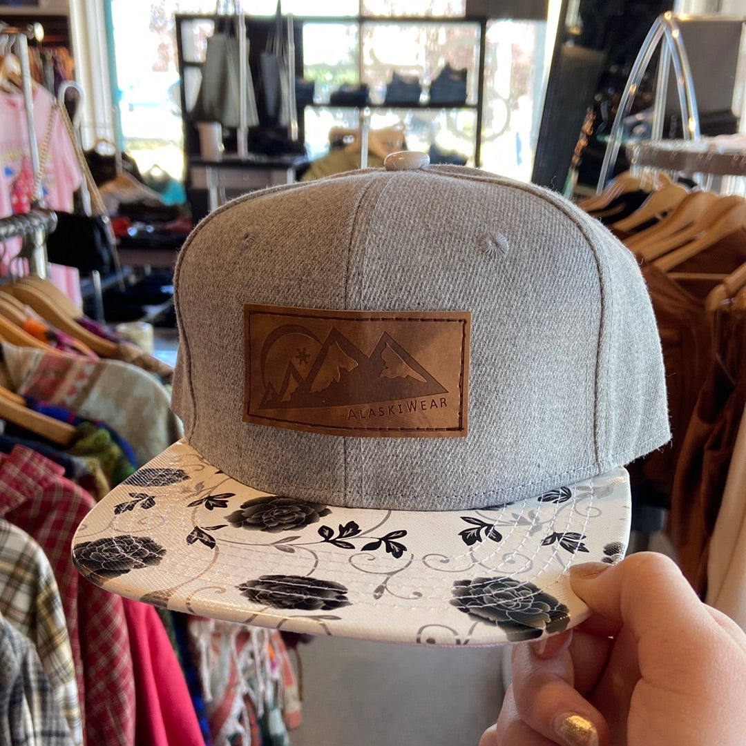 Alaskiwear Kids Trucker - Grey w/ Black & Grey Flowers-Hat-White/Black-Bottoms Up Boutique-Anchorage AK