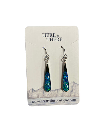 Destination Sand Skinny Teardrop Stainless Steel Earrings-Jewelry-Utqiagvik Sand with Opal-Bottoms Up Boutique-Anchorage AK