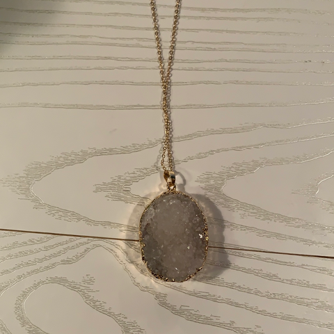 Druzy Stone Pendant in White