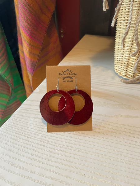 Circle Leather Earrings