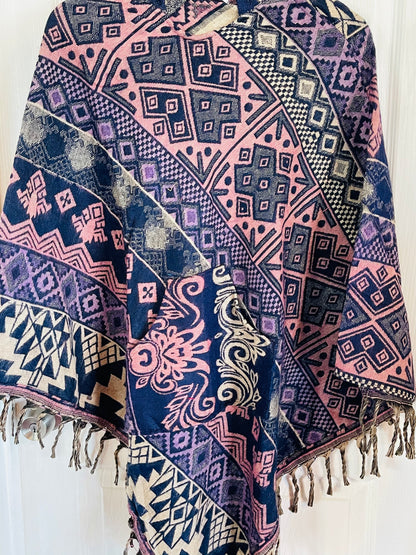 AlaskiWear Adult Blanket Poncho Long-Kimonos, Cardigans & Wraps-20-Bottoms Up Boutique-Anchorage AK