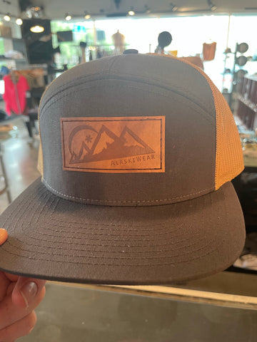 Alaskiwear Adult Trucker - Charcoal Mustard Mesh Seven Panel Trucker Hat