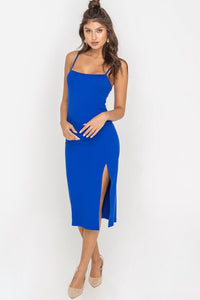 Royal Blue Fitted Midi Cami Dress