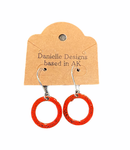Speckled Red Circle Enamel Earrings