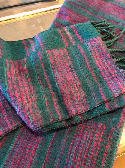 Hooded Scarf Teal, Purple Stripe-Local-Bottoms Up Boutique-Anchorage AK