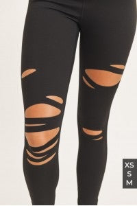 Laser Cut High Waisted Leggings in Black