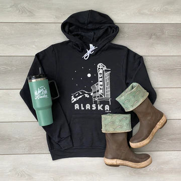 4th Avenue Theatre Hoodie-Sweatshirt, Hoodies & Windbreakers-Heather Black-S-Bottoms Up Boutique-Anchorage AK