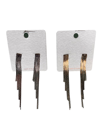 Rectangular Fringe Drop Earrings