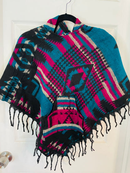 AlaskiWear Kids Poncho XL (6-8)-Local-Black/Pink/Teal-Bottoms Up Boutique-Anchorage AK