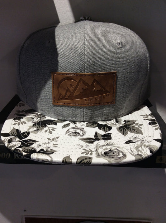 AlaskiWear Adult Trucker Hat - Grey Black White Floral-Hat-Bottoms Up Boutique-Anchorage AK