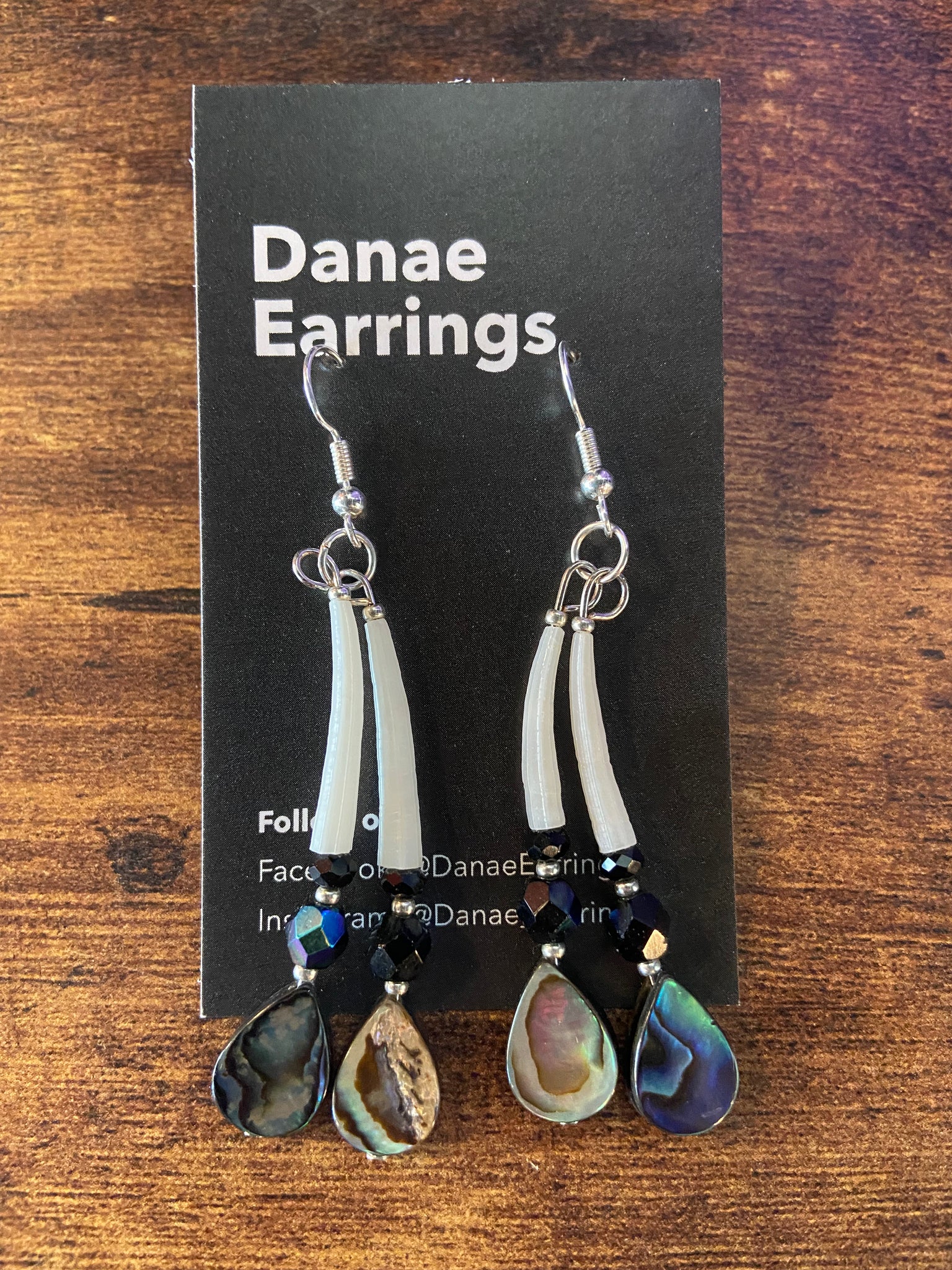 Dentalium Shells, Abalone w/ Beads Earrings