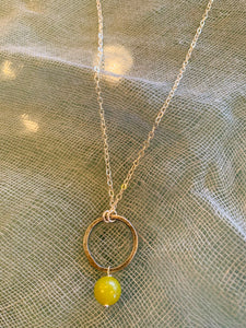 Sterling Silver Hoop With Jade Gem Necklace