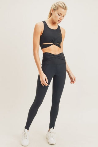 Ribbed Twist Accent High Waist Legging by Mono B