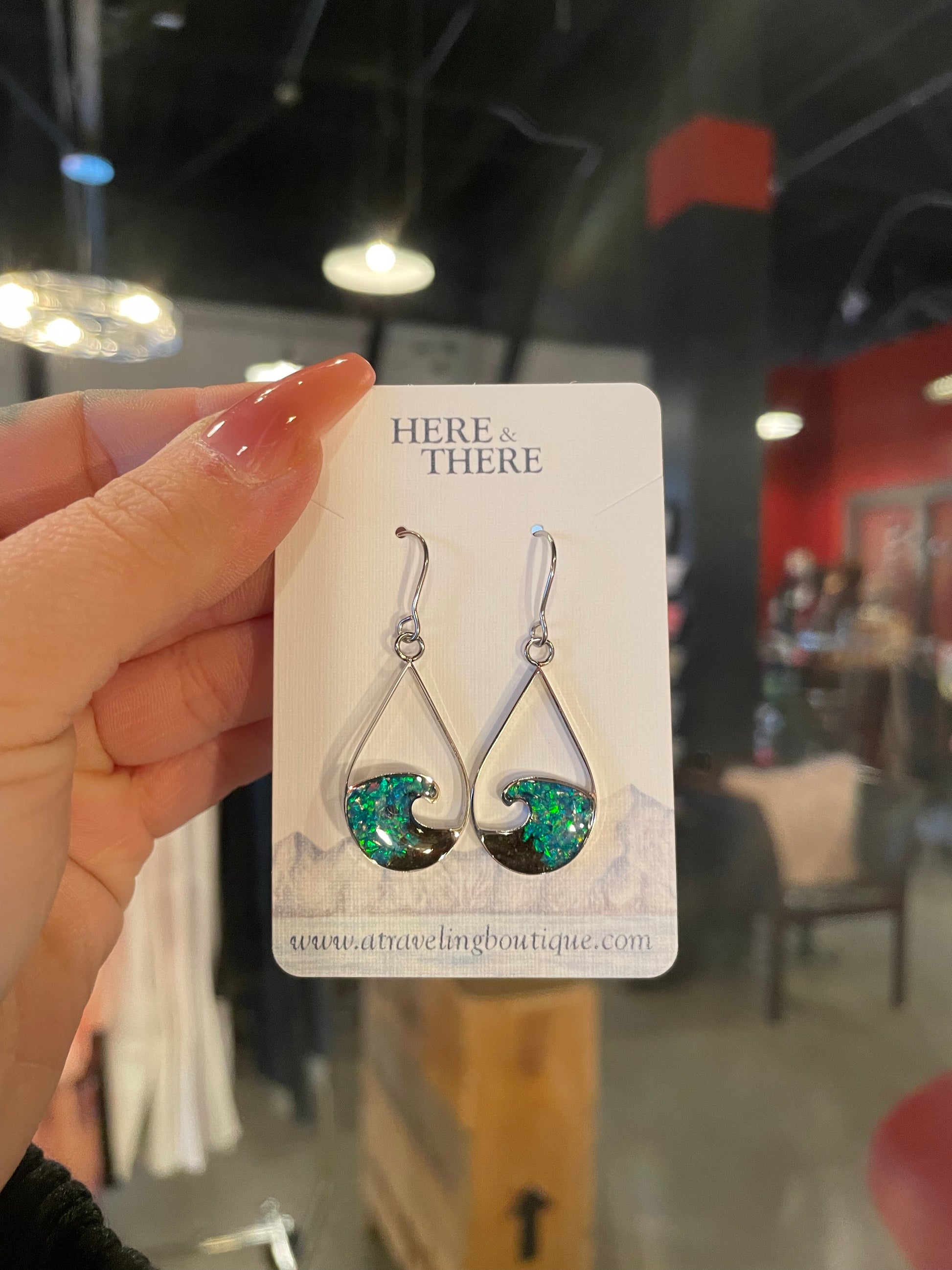 Destination Wave Teardrop Earrings-Nome Sand w/ Opal-Bottoms Up Boutique-Anchorage AK