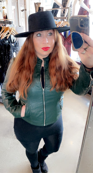 Green Vegan Leather Jacket